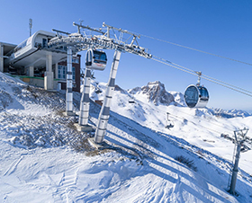 8er Gondelbahn in Flumserberg, Schweiz
