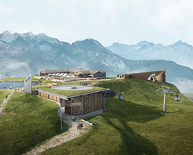 Modern ropeway technology meets iconic sacred architecture