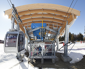 Pendelbahn in Les Arcs, Frankreich